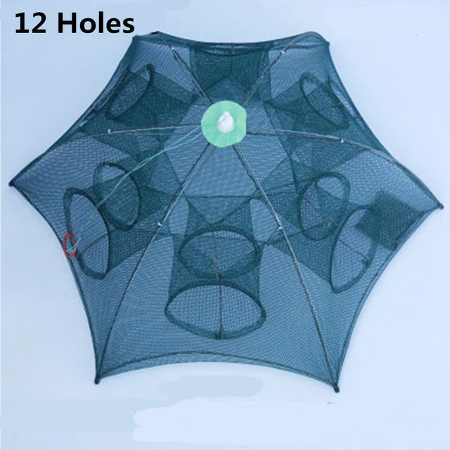 Fishing trap with 12 holes on a light blue background
