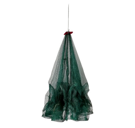 Green fishing net on a white background